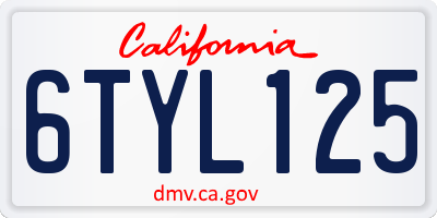 CA license plate 6TYL125