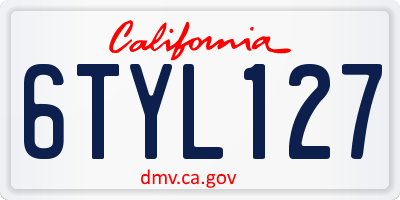 CA license plate 6TYL127