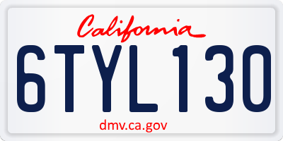 CA license plate 6TYL130