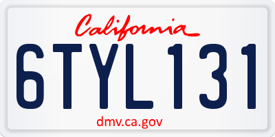 CA license plate 6TYL131