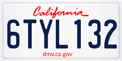 CA license plate 6TYL132