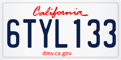 CA license plate 6TYL133