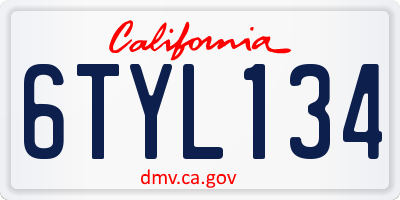CA license plate 6TYL134