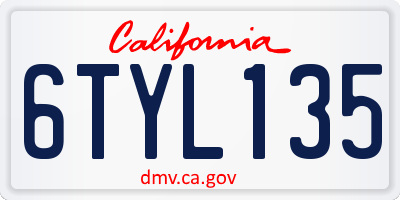 CA license plate 6TYL135