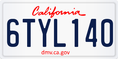 CA license plate 6TYL140