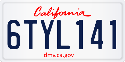 CA license plate 6TYL141