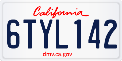 CA license plate 6TYL142