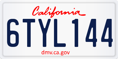 CA license plate 6TYL144