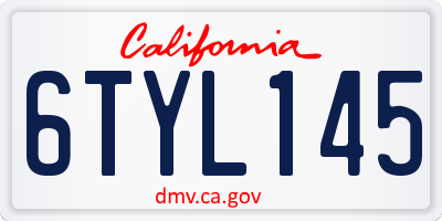 CA license plate 6TYL145