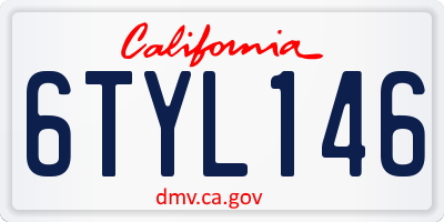 CA license plate 6TYL146