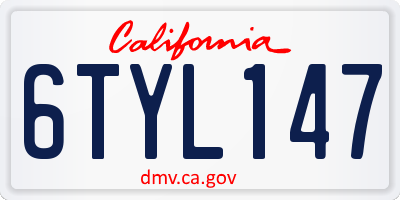 CA license plate 6TYL147