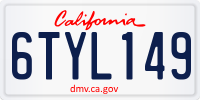 CA license plate 6TYL149