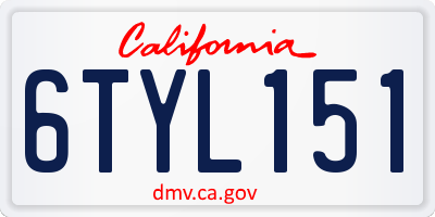 CA license plate 6TYL151