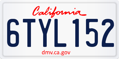 CA license plate 6TYL152