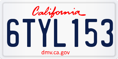 CA license plate 6TYL153
