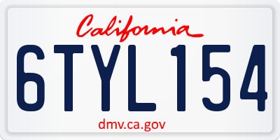 CA license plate 6TYL154