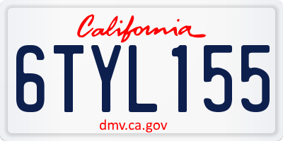 CA license plate 6TYL155