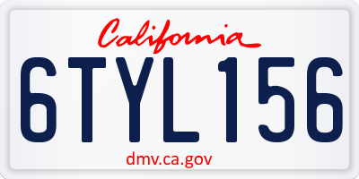 CA license plate 6TYL156