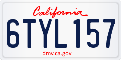 CA license plate 6TYL157