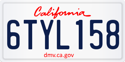 CA license plate 6TYL158