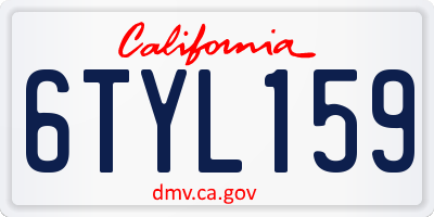 CA license plate 6TYL159