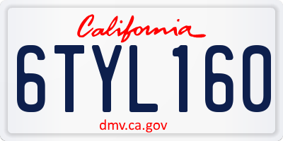 CA license plate 6TYL160