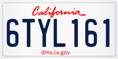 CA license plate 6TYL161