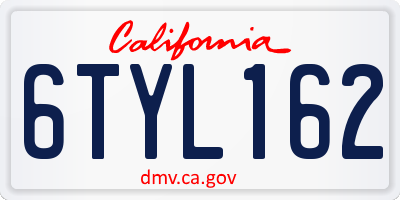CA license plate 6TYL162