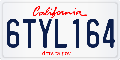 CA license plate 6TYL164