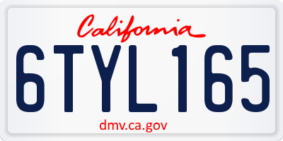 CA license plate 6TYL165