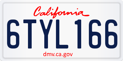 CA license plate 6TYL166