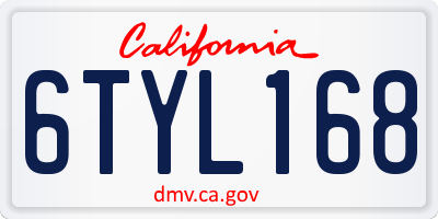 CA license plate 6TYL168