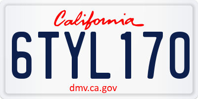 CA license plate 6TYL170