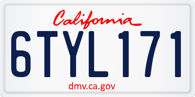 CA license plate 6TYL171