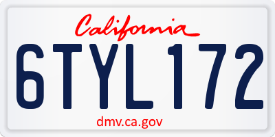 CA license plate 6TYL172