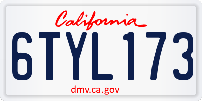 CA license plate 6TYL173