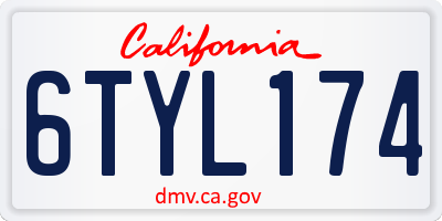 CA license plate 6TYL174