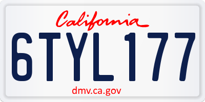 CA license plate 6TYL177