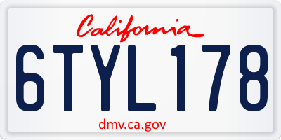 CA license plate 6TYL178