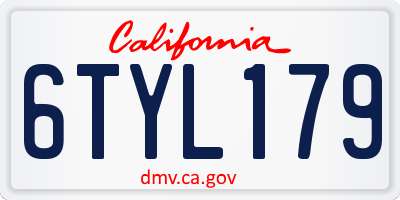 CA license plate 6TYL179