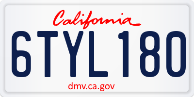 CA license plate 6TYL180