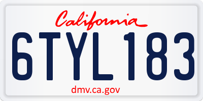 CA license plate 6TYL183