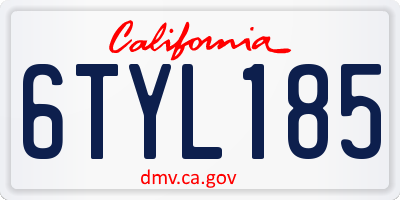 CA license plate 6TYL185