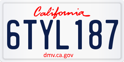 CA license plate 6TYL187