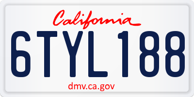 CA license plate 6TYL188