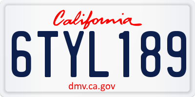 CA license plate 6TYL189