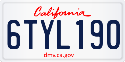 CA license plate 6TYL190