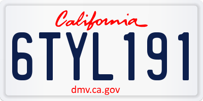 CA license plate 6TYL191