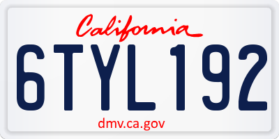 CA license plate 6TYL192