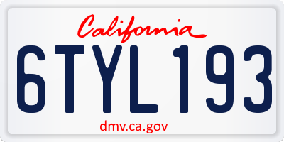 CA license plate 6TYL193